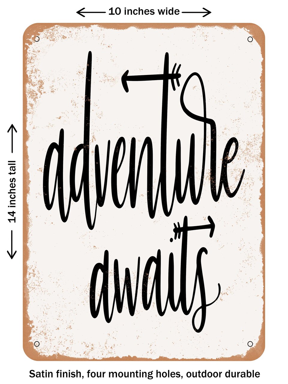 DECORATIVE METAL SIGN - Adventure awaits - Vintage Rusty Look